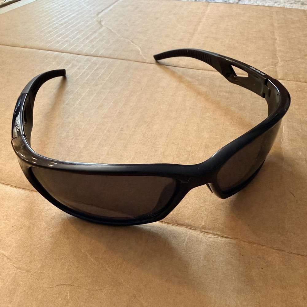 RIVBOS RB0831 Sunglasses Mens 64mm Black Gray Tinted Wrap Plastic Sport
